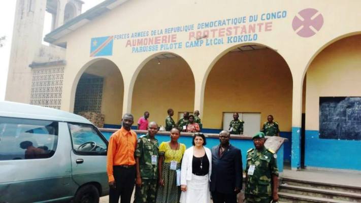 Brigitte Yeretzian lors de son passage à l’aumônerie protestante du Camp Kokolo