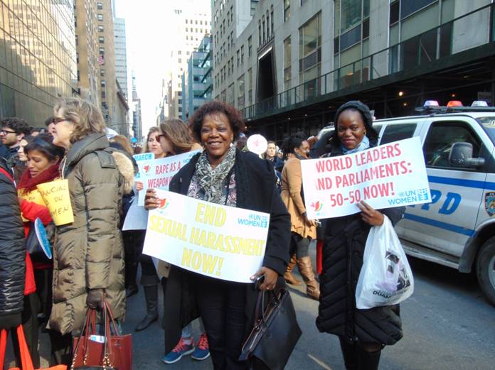 La Représentante personnelle du Chef de l’Etat à la Francophonie aux cotés de femmes du monde entier pour la marche de femmes « march in march »/Adiac.