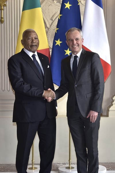 Isidore Mvouba, président de l'assemblée reçu par son homologue français François de Rugy au Palais Bourbon