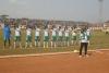 Les Fauves du Niari chantant leur hymne d'avant le match.